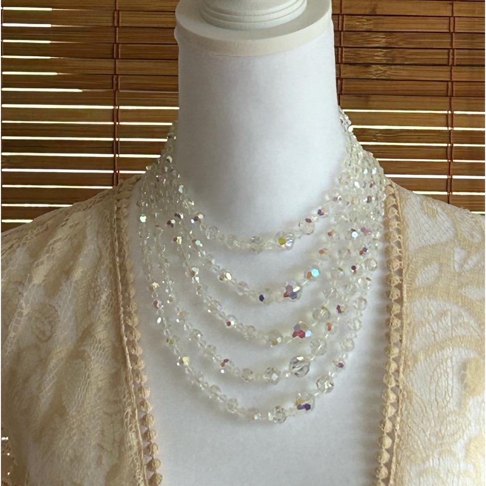 Amazing and sparkly Crystal Multi-strand necklace total length 17 1/2"